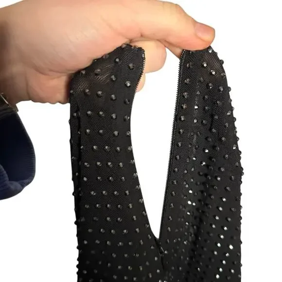 Self Portrait Mesh Rhinestone Embellished Cropped Top 0 - Picture 10 of 13